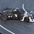 Futuristic Black And White Racing Car With Aerodynamic Design On Track