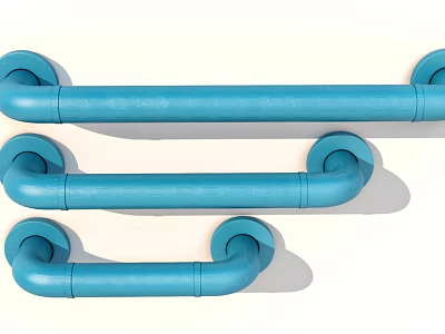 Sturdy Blue Grab Bars For Bathroom Safety And Accessibility Support 3d model