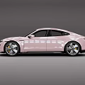 Pink Porsche Electric Sports Sedan Modern Sleek Exterior Design With Four Door