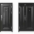 Black Steel Security Doors With Modern Panel Design And Secure Lock System 3d model