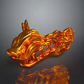 Golden Animal Head Clothing Accessory With Flame Design And Shiny Surface For Fashion Hats