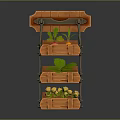 Wooden Vertical Planter Rack With Green Leaves Small Yellow Flowers And Red Plants
