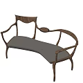 Modern Leisure Chair with Wooden Frame and Leather Seat Elegant Curved Armrests and Unique Design