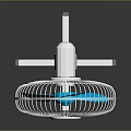 White And Blue Standing Electric Fan With Adjustable Height And Stable Base