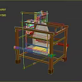 Traditional Wooden Frame Loom With Weaving Fabric Threads And Structural Design 3d model