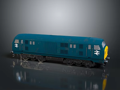 Detailed Blue Train Model Featuring Yellow Front Windows And Intricate Details 3d model