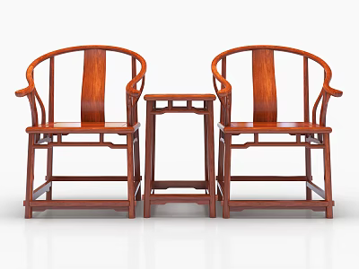 Two Mahogany Armchairs With Small Coffee Table In Traditional Chinese Style 3d model