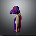 Traditional Purple Pink Clothing With Red Trim And Woven Belt Design