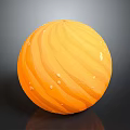 Glossy Orange Striped Sphere With Small Speckles And Reflection On Dark Background 3d model
