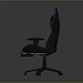 Modern Black And Blue Gaming Chair With Adjustable Armrests And Swivel Base Design