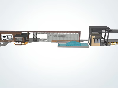 Entrance Gate of Huating Sunshine Garden with Modern Architectural Design and Water Feature 3d model