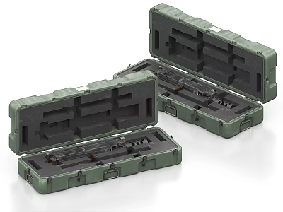 Green Weapons Storage Cases Open Featuring Secure Interior Compartments 3d model
