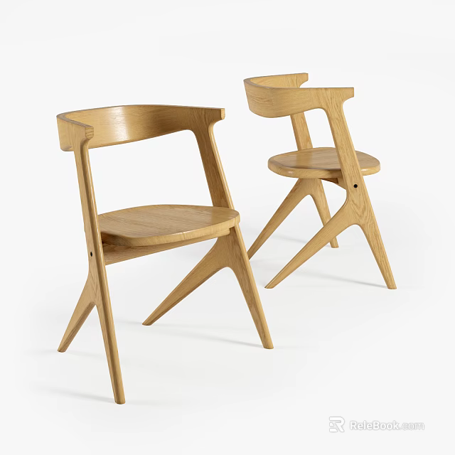 Modern Wooden Leisure Chairs With Curved Armrests And Crossed Legs Light Wood Tone 3d model 