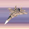 Military Fighter Jet with Camouflage Paint Twin Engines 44 Marked Wings Flying in Sky Background