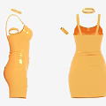 Elegant Yellow Spaghetti Strap Bodycon Dress With Gold Bracelet Accessories