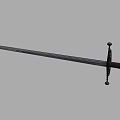 Classic Sword With Silver Striped Blade Brown Hilt And Black Decorative Guard