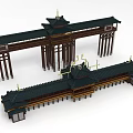 Traditional Chinese Garden Landscape With Pavilions Long Corridors And Black Tiled Overhanging Eaves