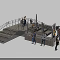 People Walking And Standing On Staircase With Railing At Public Transit Platform
