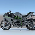 Sleek Modern Sporty Motorcycle With Black Gray Body Green Accents And Alloy Wheels