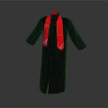 Elegant Long Black Robe Featuring Red Scarf For Formal Attire Style 3d model