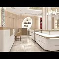 Modern Luxury Jewelry Store Interior Design With Bright Lighting Elegant Display Cases And Marble Flooring