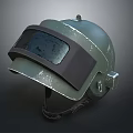 Green Tactical Helmet With Worn Texture Face Shield And Side Accessory 3d model