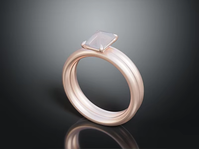 Stylish Rose Gold Ring With Square Gemstone Minimalist Design Fashion Accessory For Women 3d model