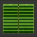 Outdoor Twin Football Fields Setup With Green Turf White Lines Fencing And Lighting Poles