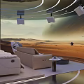 Luxury Home Theater Room Interior With Large Projection Screen Comfortable Recliner Sofas And Surround Sound Speakers