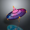 Vibrant Decorative Umbrella Featuring Purple Pink Gradient And Yellow Star Accents