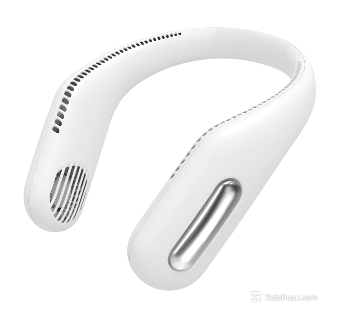 White Neck Air Conditioner Fan With Curved Design And Bladeless Vents For Personal Cooling 3d model 