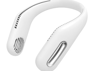 White Neck Air Conditioner Fan With Curved Design And Bladeless Vents For Personal Cooling 3d model