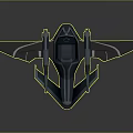 Futuristic Deep Blue Spacecraft With Cockpit And Aerodynamic Wing Structure