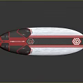 Stylish Kids Surfboard With Red Black White Colors And Carbon Fiber Design