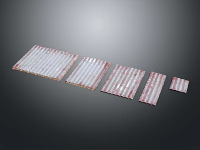 Red And White Striped Decorative Panels In Various Sizes For Interior Design Projects 3d model
