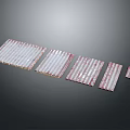 Red And White Striped Decorative Panels In Various Sizes For Interior Design Projects