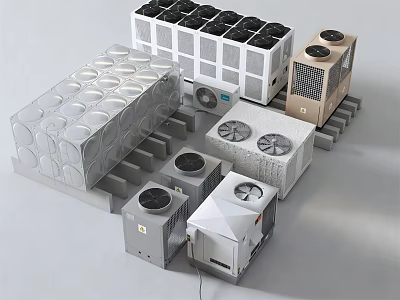 Industrial Equipment Collection Including Air Conditioning Units Fans And Ventilation Systems 3d model