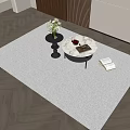 Living Room Square Rug on Wooden Floor Featuring Marble Coffee Table and Flower Vase