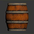 Red Decorative Wooden Barrel With Metal Hoops For Household Storage And Home Decor