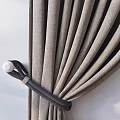 Neutral Tones Linen Fabric Curtains Draped and Tied in Modern Interior Setting