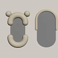 Cream Colored Modern Bathroom Mirrors With Rounded Decorative Frames And Shelf Plant