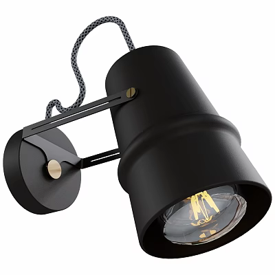 Modern Black Wall Light With Adjustable Arm Metal Construction And Exposed Filament Bulb For Indoor Decor 3d model