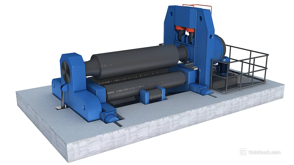 Industrial Plate Rolling Machine With Blue Structure And Large Rollers For Metal Forming 3d model