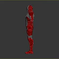 Iron Man Armor in Red and Silver Standing on Gray Platform With Yellow Lines