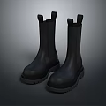 Black Leather Knee High Boots With Durable Sole And Fashionable Design For Daily Use
