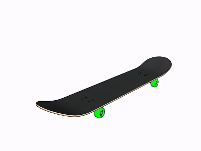 Black Skateboard Play Equipment With Green Wheels And Smooth Durable Surface Design 3d model