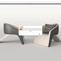 Modern Single Sofa With Gray And Beige Upholstery And Decorative Pillow