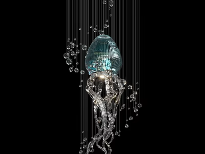 Elegant Intricate Modern Chandelier With Glass Globe And Hanging Crystal Beads 3d model