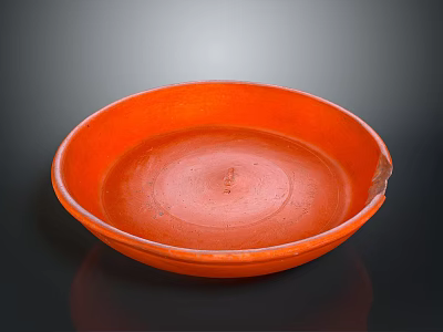 Orange Round Ceramic Bowl With Smooth Glaze For Daily Household Use 3d model