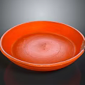 Orange Round Ceramic Bowl With Smooth Glaze For Daily Household Use